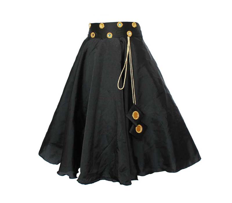 Black Floral Wrap Midi Skirt